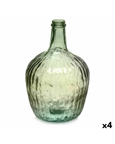 Grüne Glasflaschen mit dekorativen Streifen (4 Stück) - 17 x 29 x 17 cm

