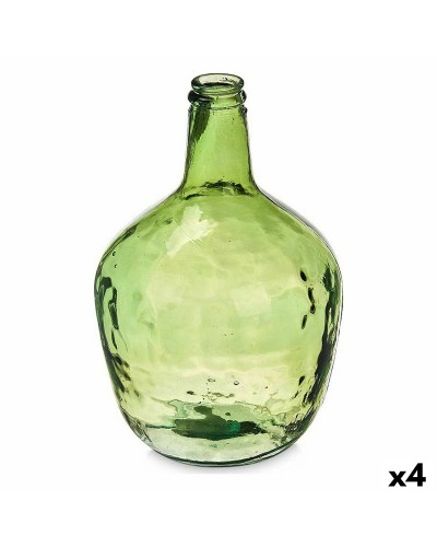 Grüne glatte Flasche mit Dekor | 4 Stk. | 17x29x17cm | Dekorativ
