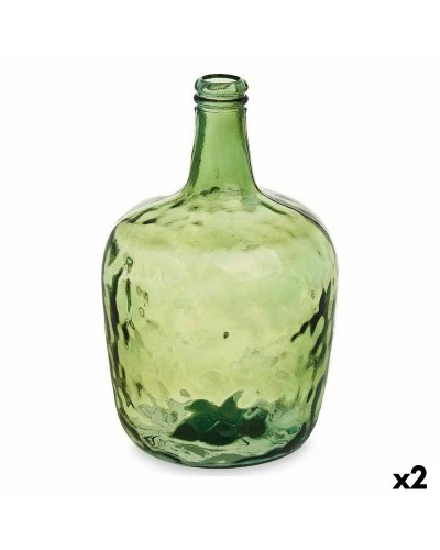 Bouteille Lisse Verte Décorative (2 Unités) 22 x 37,5 x 22 cm
