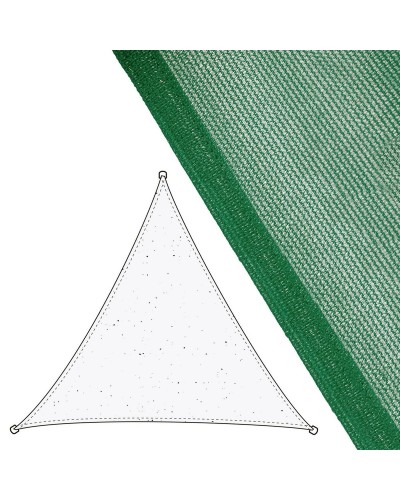 Tente d'ombrage triangulaire imperméable verte en polyéthylène 500x500x50 cm pour extérieur
