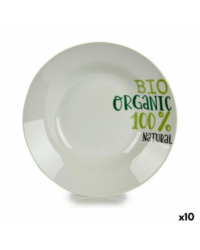 Diep bord Organic Wit Groen Ø 20,6 cm Porselein (10 Stuks)