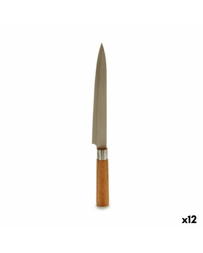 Keittiöveitsi 3 x 33,5 x 2,5 cm Hopeinen Ruskea Ruostumaton teräs Bambu (12 osaa)