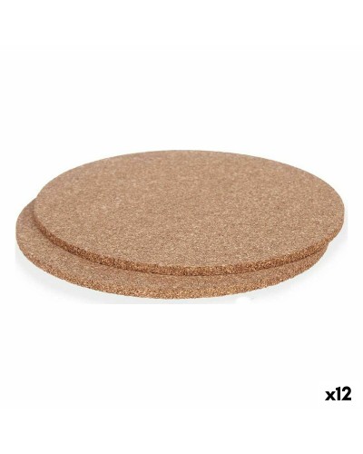 Set di 12 Sottopentole in Sughero Naturale - 18 x 0,5 cm - Protegge le Superfici
