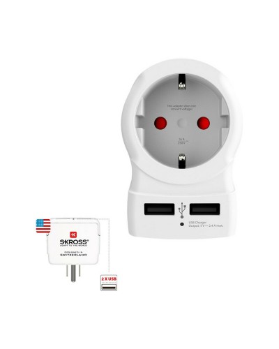 Skross Adattatore Universale USB Doppio, Europa USA - Viaggio
