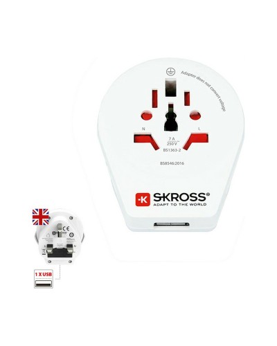 Eladapter Skross 1500267 Storbritannien Internationellt 1 x USB