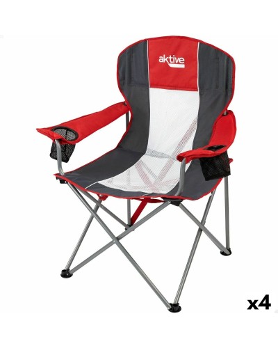 Aktive Sedia Campeggio Pieghevole - Grigio Scuro/Rosso - Set 4 Unità
