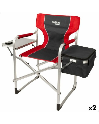 Aktiver Faltbarer Campingstuhl Set 2 Grau/Rot - 61x92x52cm
