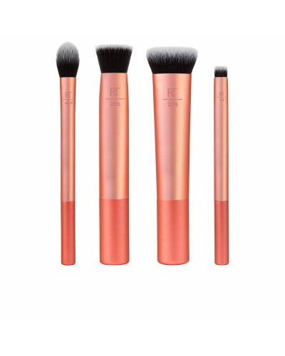 Real Techniques Set de Brochas de Maquillaje Salmón - 4 Piezas, Rostro y Ojos

