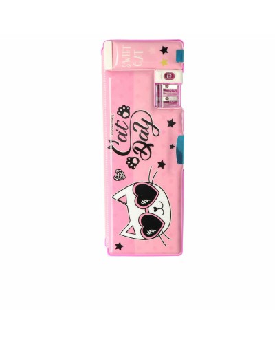 Estuche Rígido Inca Gato con Accesorios Coloridos para la Escuela
