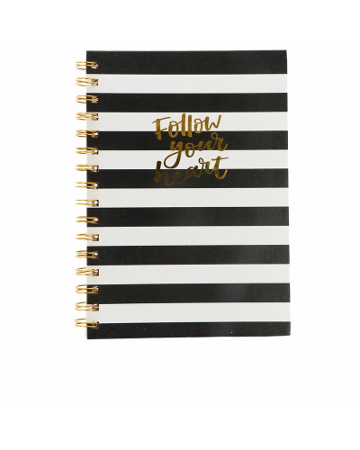 Taccuino Inca A5 a Righe con Copertina Nero Bianco