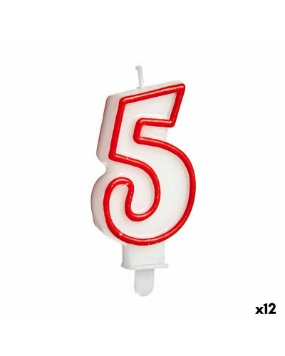 Vela Cumpleaños Número 5 - Set 12 Unidades - Decoración Torta Fiesta
