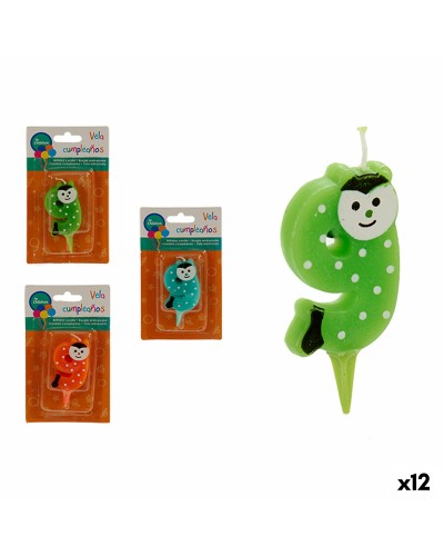 Bougies Anniversaire Animaux Numéros 9 - Lot de 12 Décorations Gâteau Fête
