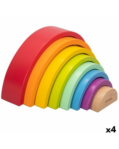 Woomax Puzzle en Bois Arc-en-ciel Enfants : 8 Pièces, 4 Unités - Jeu Éducatif
