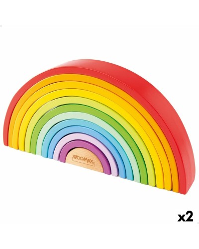 Woomax Holzpuzzle Regenbogen Kinder, 11 Teile - 2er Set
