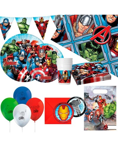 Set Festa Avengers 66 Pz - Piatti, Bicchieri, Tovaglioli - Party Kit Completo
