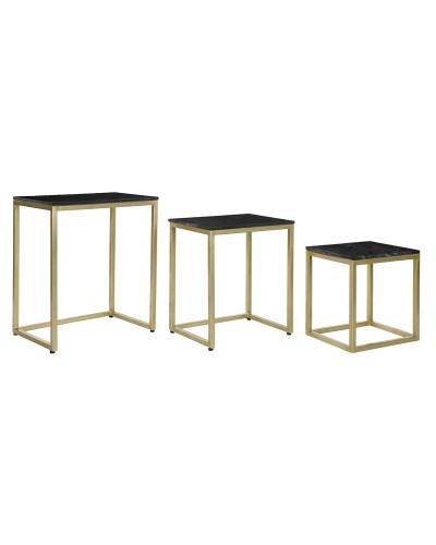 3-bordsset DKD Home Decor Svart Gyllene 50 x 35 x 60 cm