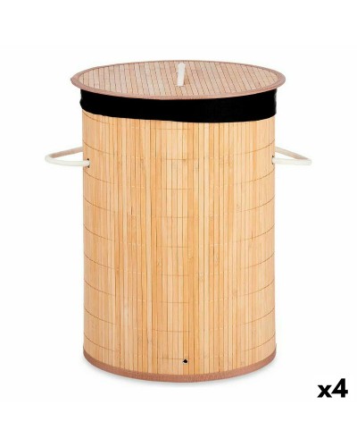 Pyykkikori Luonnollinen Musta Metalli Bambu 48 L Puu MDF (4 osaa)