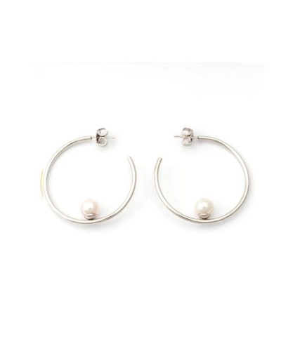 Majorica Boucles d'Oreilles Femme Perle Blanche Classiques Argent 925
