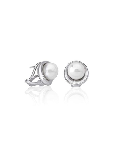 Majorica Boucles d'Oreilles Femme Perle Blanche Classique - Argent 925

