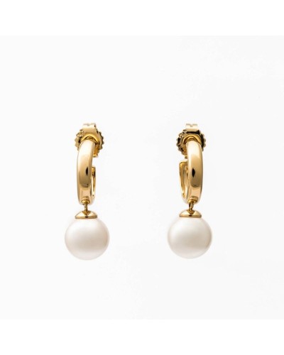 Majorica Pendientes Mujer Plata 925 y Perla Blanca Clásicos
