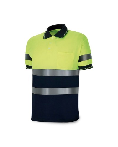 Polo de Alta Visibilidad Amarillo/Azul Marino - Manga Corta - Trabajo/Seguridad
