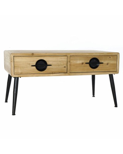 Table d'appoint DKD Home Decor : Métal Noir, Bois Sapin Marron, 100x50x52,5 cm
