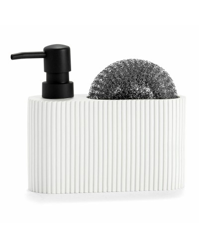 Distributeur de Savon Blanc Multifonction Andrea House : Éponge et Récipient 300 ml
