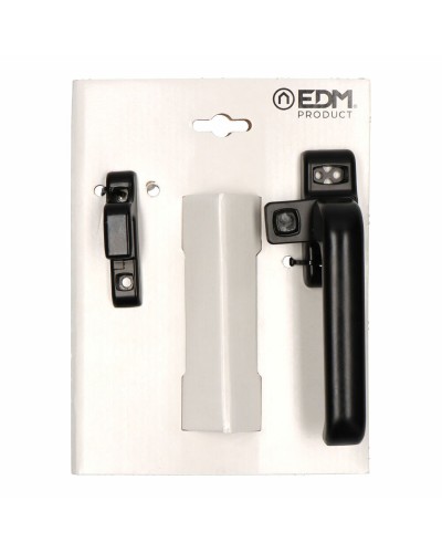 Fermeture à loquet EDM 6801 en aluminium noir droite, 6801, droite, manivelle.
