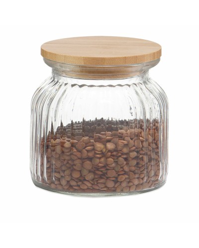Tarro de Vidrio y Bambú Andrea House MS72136 de 600 ml para Conservación en Cocina
