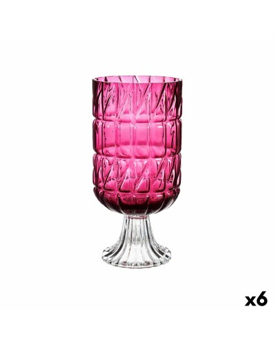 Dunkelrosa Kristallvasen mit elegantem Schliff, 6er-Pack (13 x 26,5 x 13 cm)
