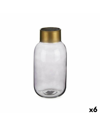 Vase aus Grau-Goldfarbenem Glas, 11,5 x 24 x 11,5 cm, 6er-Set
