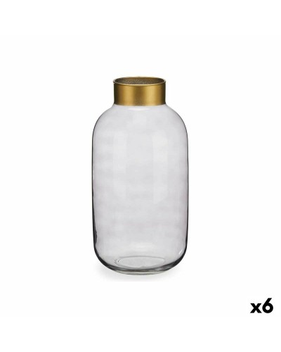 Vaas Grijs Gouden Glas 14,5 x 29,5 x 14,5 cm (6 Stuks)