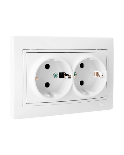 Socket Outlet European Standard | Double Socket | 250V 16A | Flush Mounted | White | erp60/2u
