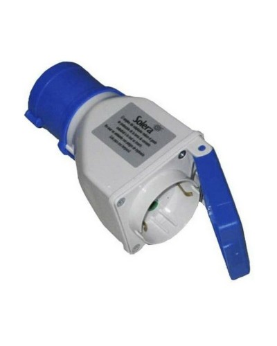 Adaptador Schuko Solera 904012 con Tapa y Base, 16A, Color Azul Gris
