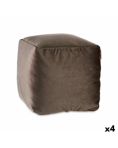 Gray Velvet Pouf 30x30x30cm (Set of 4) for Interior Decor and Relaxation
