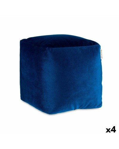 Poufs en Velours Bleu 30x30x30cm - Ensemble de 4
