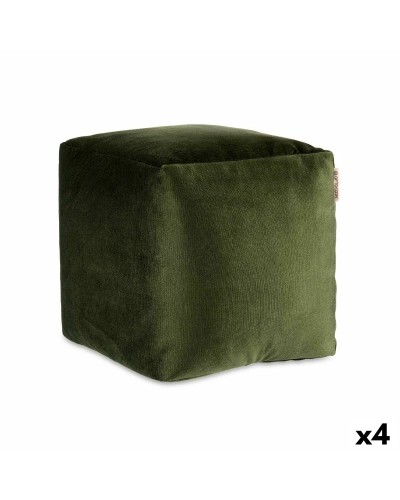 Pouf Velours Vert 30x30x30 cm - Lot de 4
