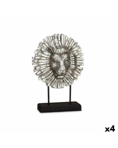 Statue Lion Décoratives Argentées, 4 Unités (28x38,5x11,5 cm)
