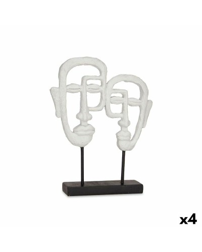 Dekorative Gesichtsstatue aus Keramik, Weiß, 27 x 32,5 x 10,5 cm, 4er-Set
