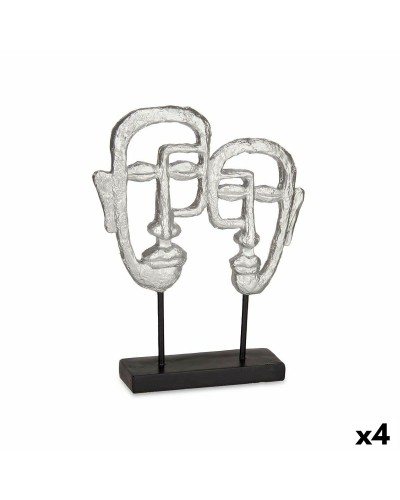 Decoratieve figuren Gezicht Zilverkleurig 27 x 32,5 x 10,5 cm (4 Stuks)