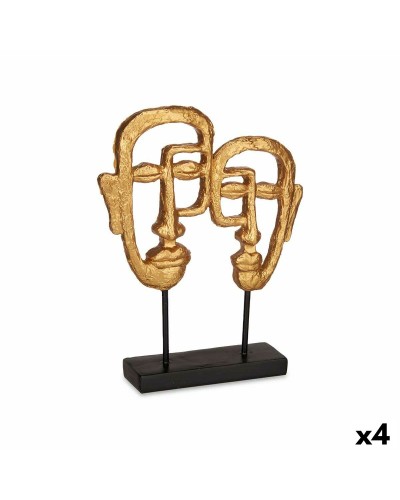 Statue Décorative Visage Doré 27 x 32,5 x 10,5 cm (4 pièces)
