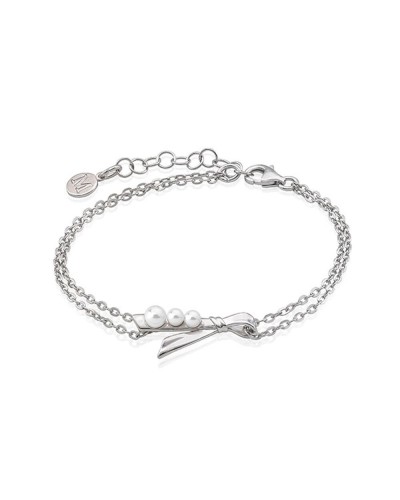 Majorica Pulsera Mujer Perlas Blancas 16cm Plata - Elegante Joya
