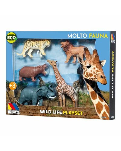 Moltó Set 6 Animali Selvaggi Plastica - Giocattoli Educativi Realistici
