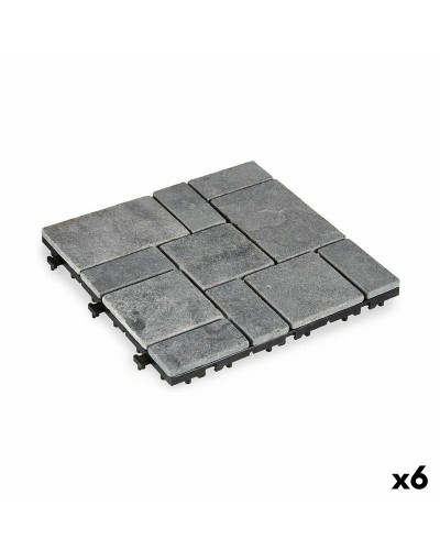 Kunststoff-Klickfliesen Grauer Stein (30 x 2,8 x 30 cm, 6 Stück)

