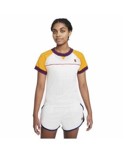 Nike Court Dri-FIT Slam: Damen Tennis-T-Shirt, Kurzarm, Weiß
