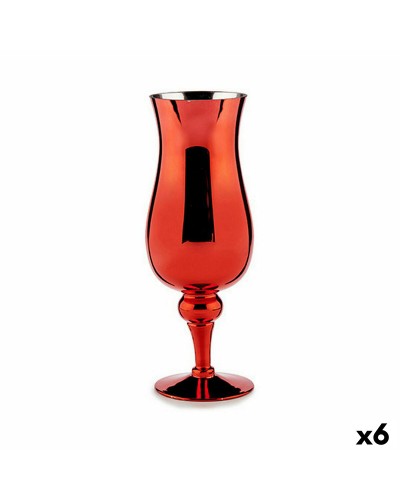Ljusstakar Glas Röd 13,5 x 35 x 13,5 cm (6 antal)