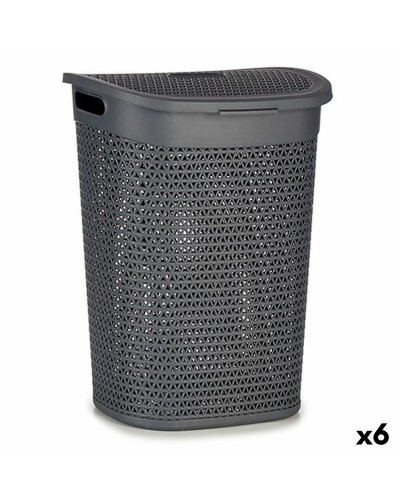 Tvättkorg Antracitgrå Plast 60 L 43,5 x 57,5 x 34 cm (6 antal)