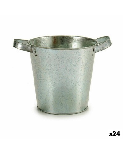 Cubo Macetero Zincado Plateado 20x14x16,2cm (Set de 24) - Decoración para Hogar y Jardín
