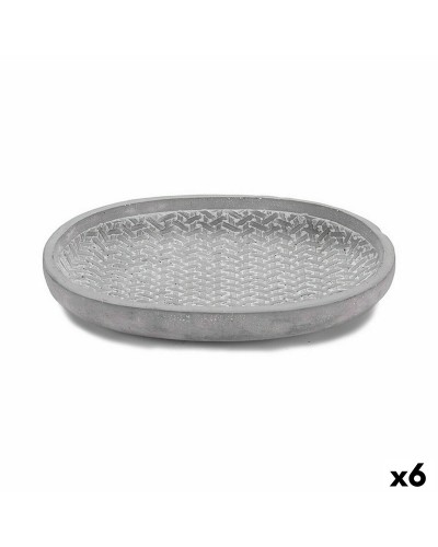 Assiette Vase Grise Relief, 28 x 4 x 23 cm, Lot de 6
