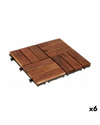Piastrelle ad Incastro Acacia Polietilene Marrone - 30 x 2,8 x 30 cm (Confezione da 6)